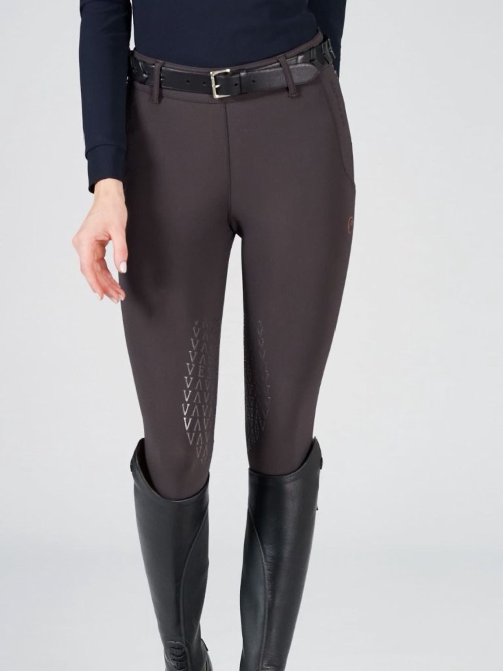 Dark Brown & Orange Vestrum Coblenza Women's Equestrian Size Zip Riding Breeches